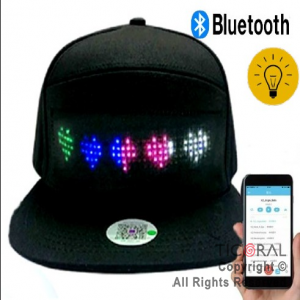 SOMBRERO GORRA CON DISPLAY BLUETOOTH USB LUMINOSO LED x 1